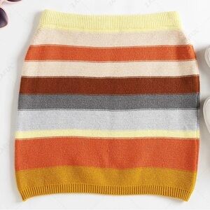 Zaful Colorful Striped Boho Knit Mini Bodycon Skirt Sz 6 Soft Grunge Y2K Spring